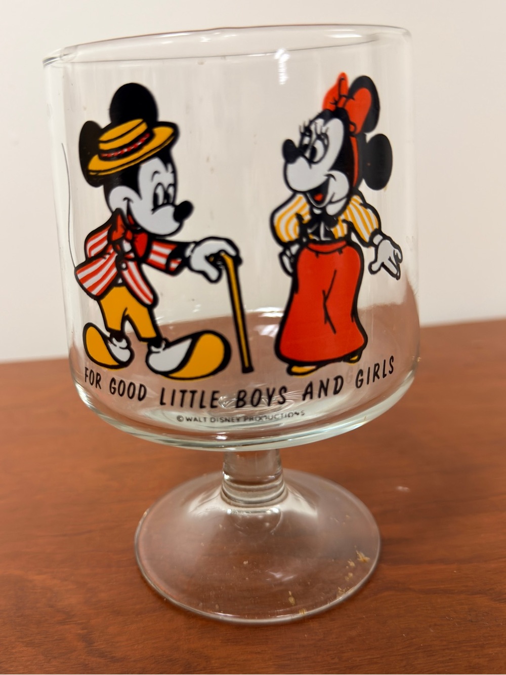 Vintage Walt Disney Mickey & Minnie Mouse Pedestal Glass | with lid - Picture 2 of 4